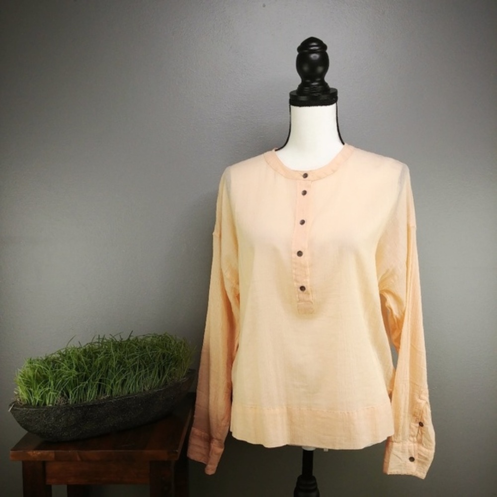 Lou & Grey NWT Peach Light Cotton Crepe Top